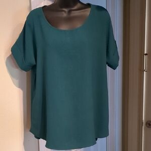 2 Entro Blue and Maroon Boxy Blouse with Cuffed Sleeves